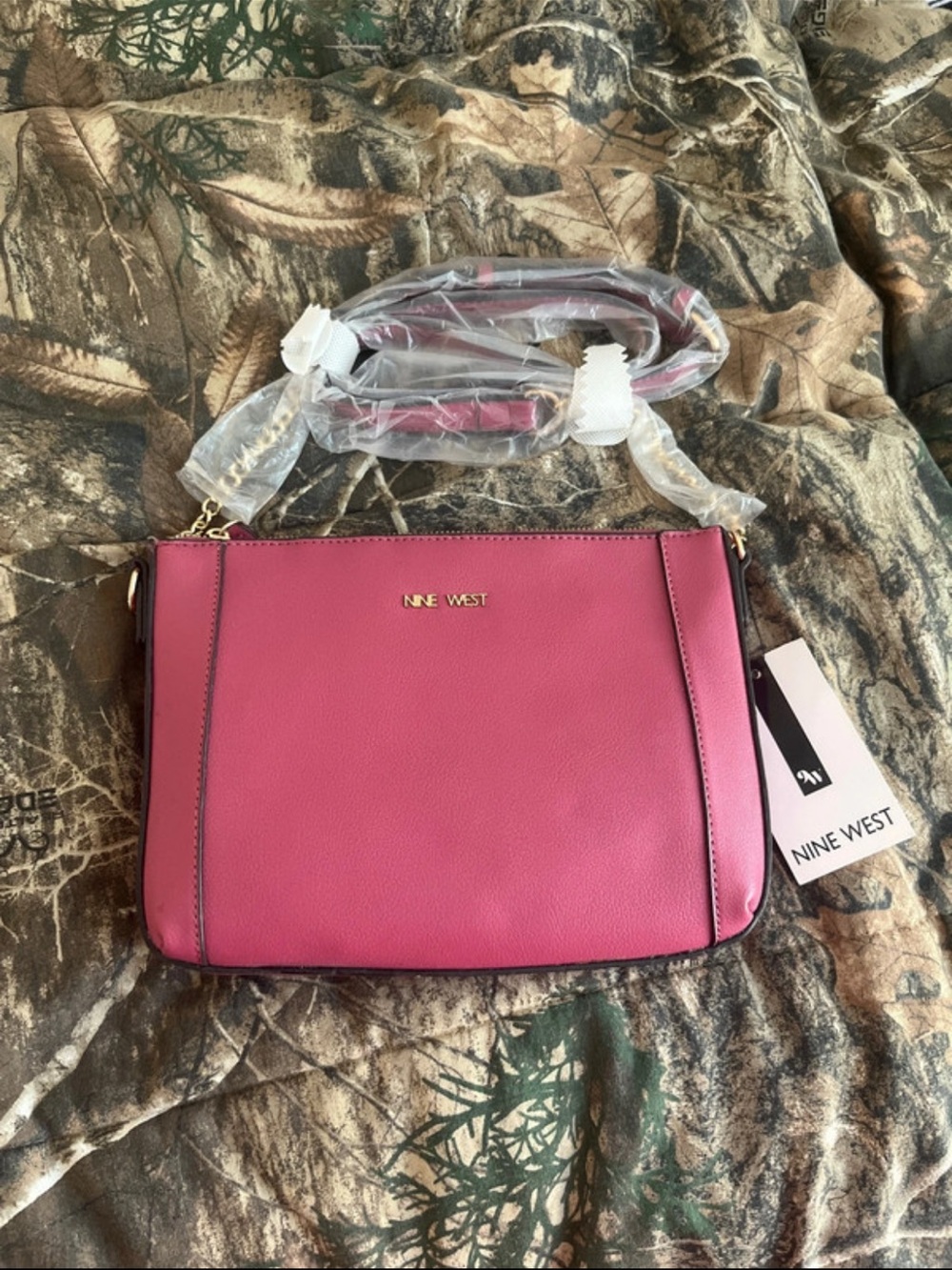 Nine West Fuchsia-Pink Pebbled Crossbody Bag